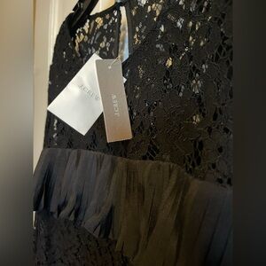 J. Crew NWT Black Lace Ruffle Blouse